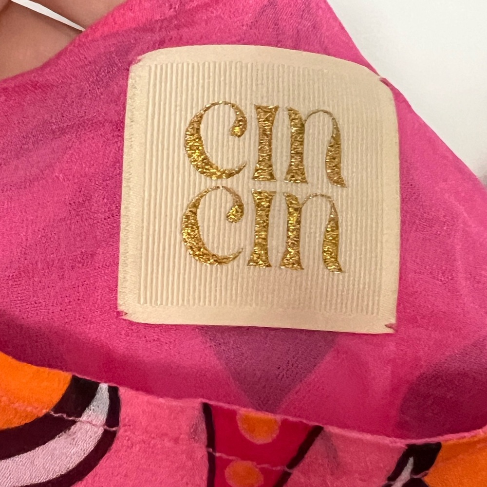 NWOT Cin Cin Malibu Caftan Boheme Pink Print - One Size - Picture 7 of 7